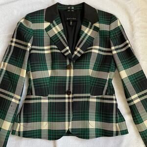 Vintage Escada Bulus Plaid Jacket Blazer Size 34 US 4